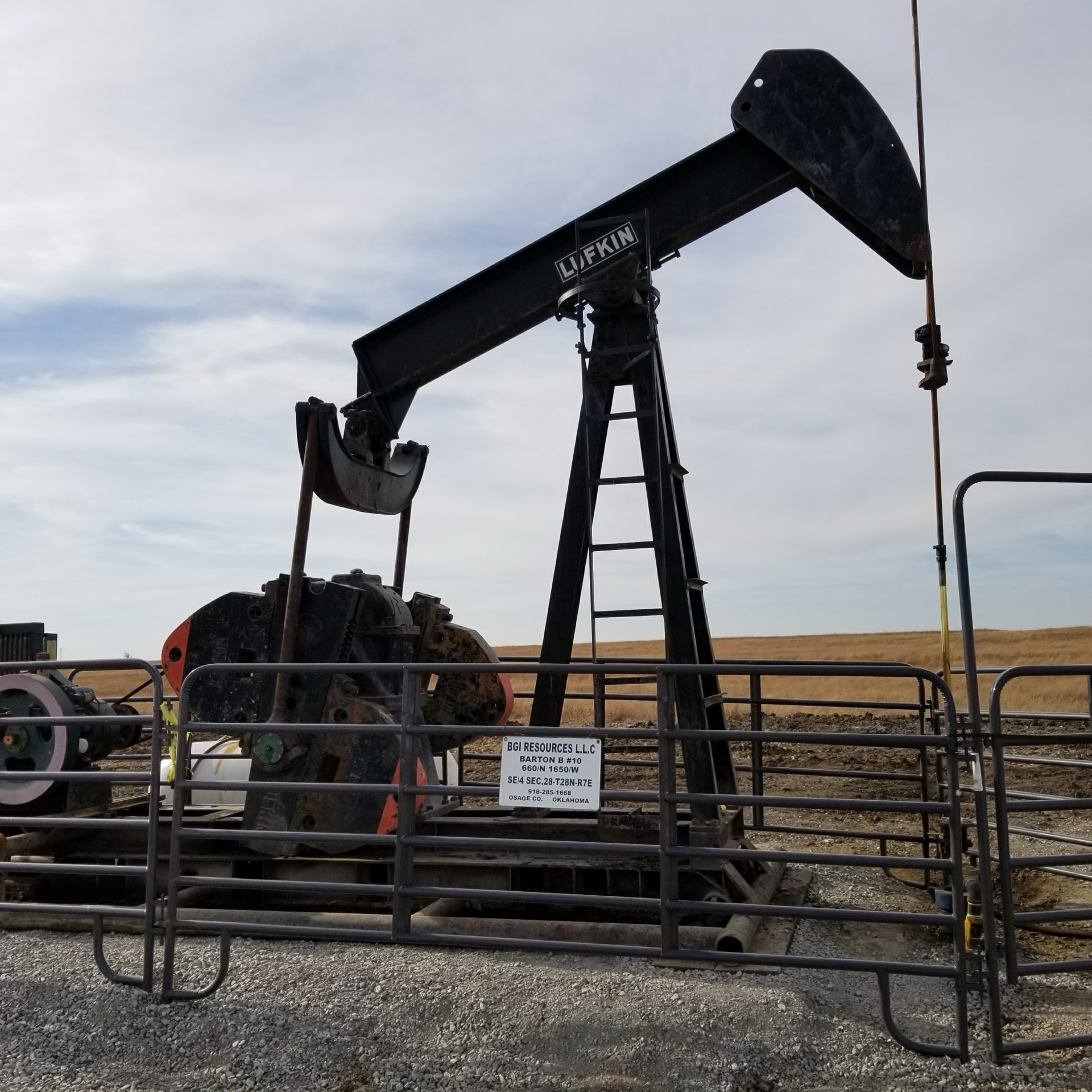BGI field equipment and pumpjack in Oklahoma